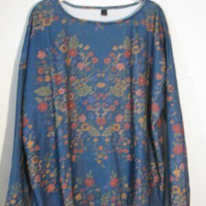 Unbranded Blue Floral Blouse XL New NWOT Floral Print Knit